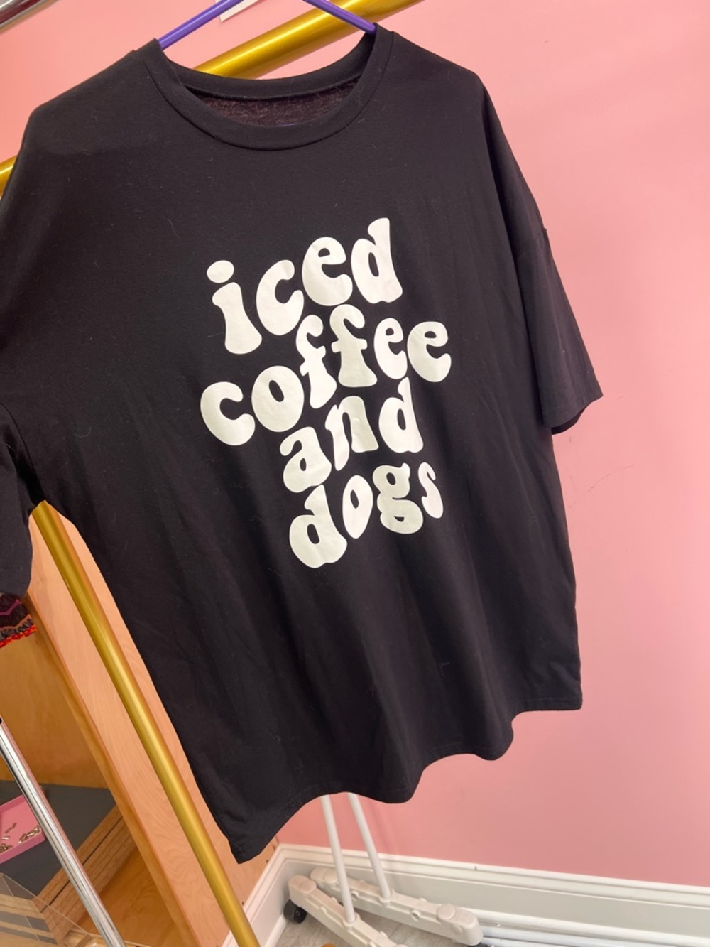 Iced Coffee and Dogs Black Graphic Tee